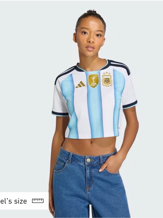 adidas Tops - adidas Argentina Cropped Jersey in Sky Blue & White with Gold Accents